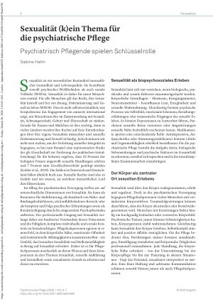 Vorschauseite 1: Sexualität (k)ein Thema für die psychiatrische Pflege Psychiatrisch Pflegende spielen Schlüsselrolle