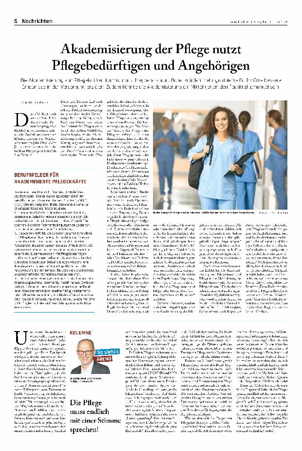 Vorschauseite 1: Akademisierung der Pflege nutzt Pflegebedürftigen und Angehörigen