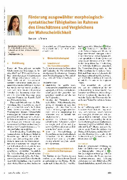 Vorschauseite 1: Förderung ausgewählter morphologisch-syntaktischer Fähigkeiten im Rahmen des Einschätzens und Vergleichens der Wahrscheinlichkeit