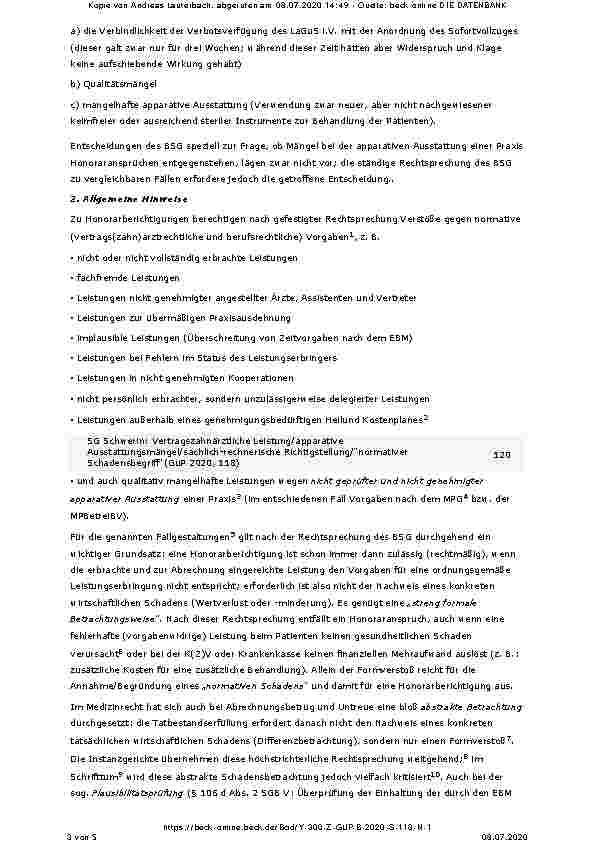 Vorschauseite 3: Vertragszahnärztliche Leistung/apparative Ausstattungsmängel/sachlich-rechnerische Richtigstellung/“normativer Schadensbegriff“ §§ 106d Abs. 1 und 2 S. 1 SGB V; §§ 1, 14, 26 Abs.…