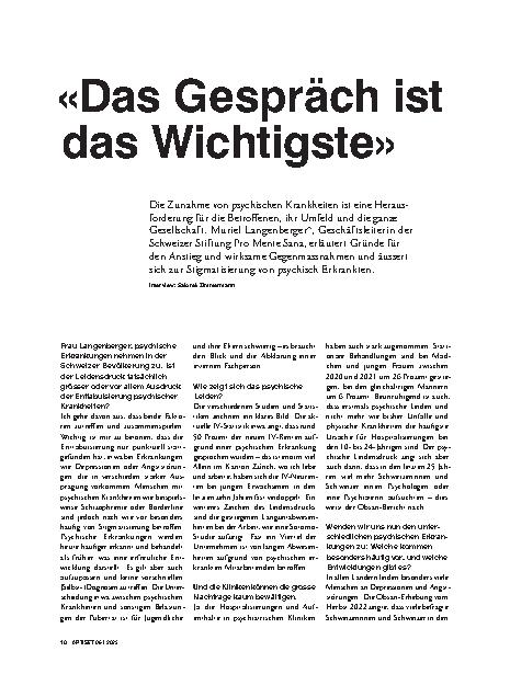 Vorschauseite 1: «Das Gespräch ist das Wichtigste»