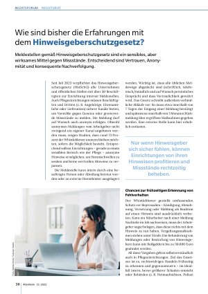 Vorschauseite 1: Wie sind bisher die Erfahrungen mit dem Hinweisgeberschutzgesetz?