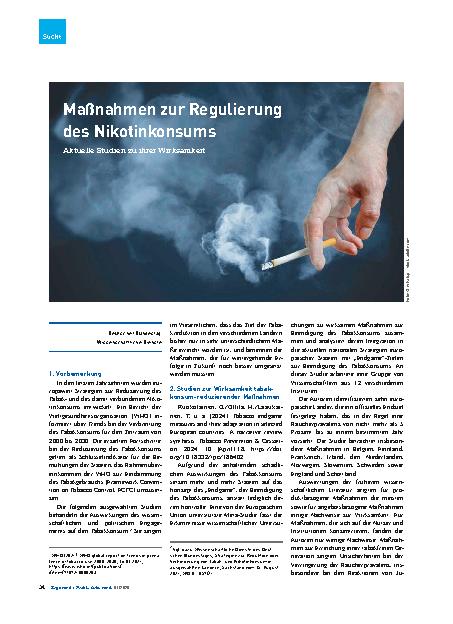 Vorschauseite 1: Maßnahmen zur Regulierung des Nikotinkonsums Aktuelle Studien zu ihrer Wirksamkeit