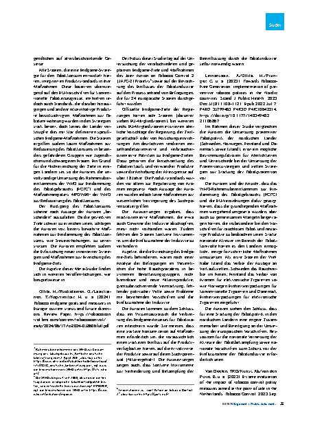 Vorschauseite 2: Maßnahmen zur Regulierung des Nikotinkonsums Aktuelle Studien zu ihrer Wirksamkeit