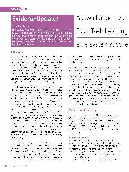 Vorschauseite 1: Auswirkungen von motorisch-kognitivem Training auf die Dual-Task-Leistung bei Menschen mit Parkinson-Krankheit: eine systematische Übersichtsarbeit und Metaanalyse