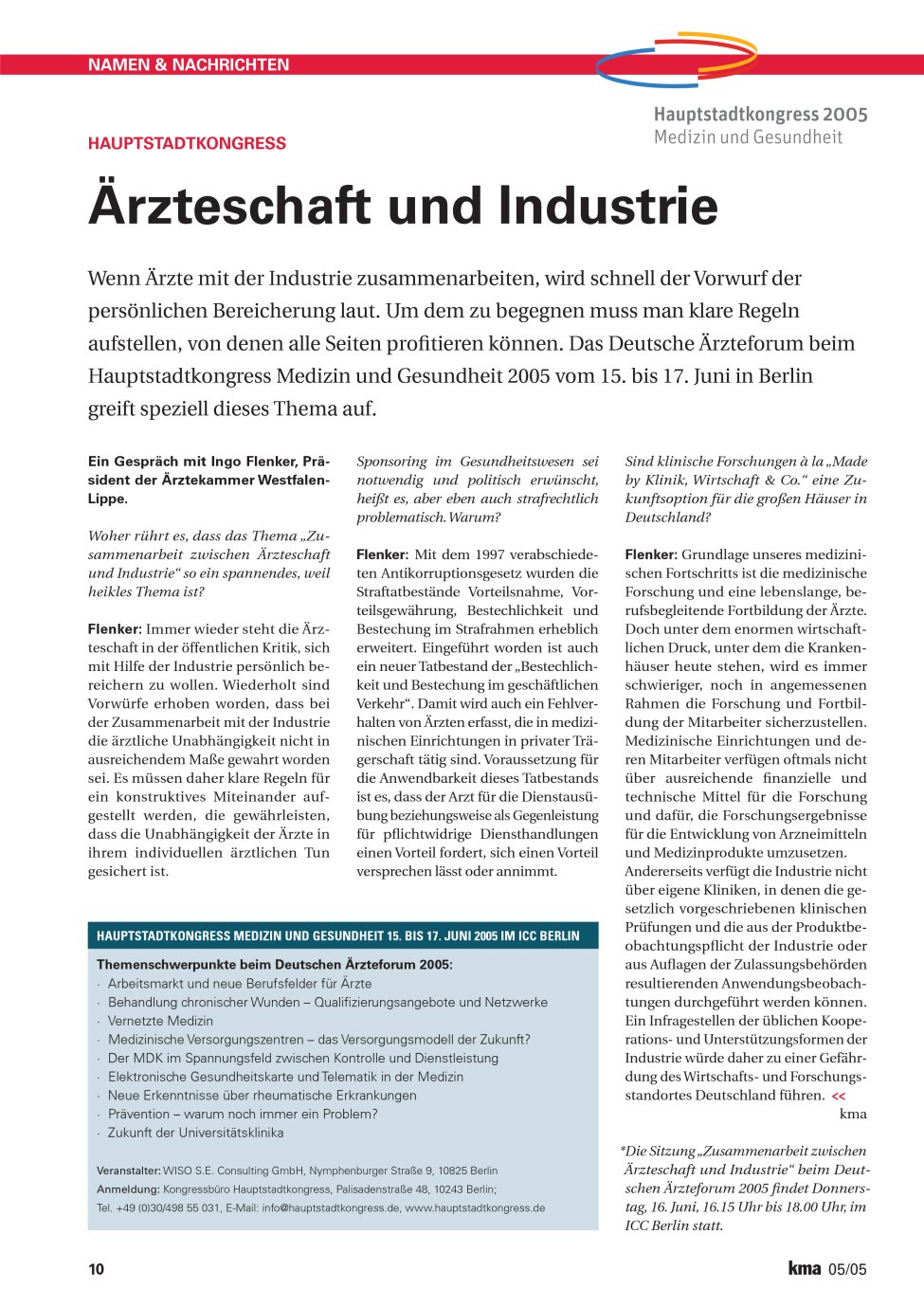 Vorschauseite 1: Ärzteschaft und Industrie