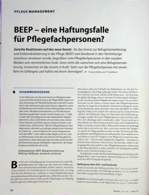 Vorschauseite 1: BEEP - eine Haftungsfalle für Pflegefachpersonen?