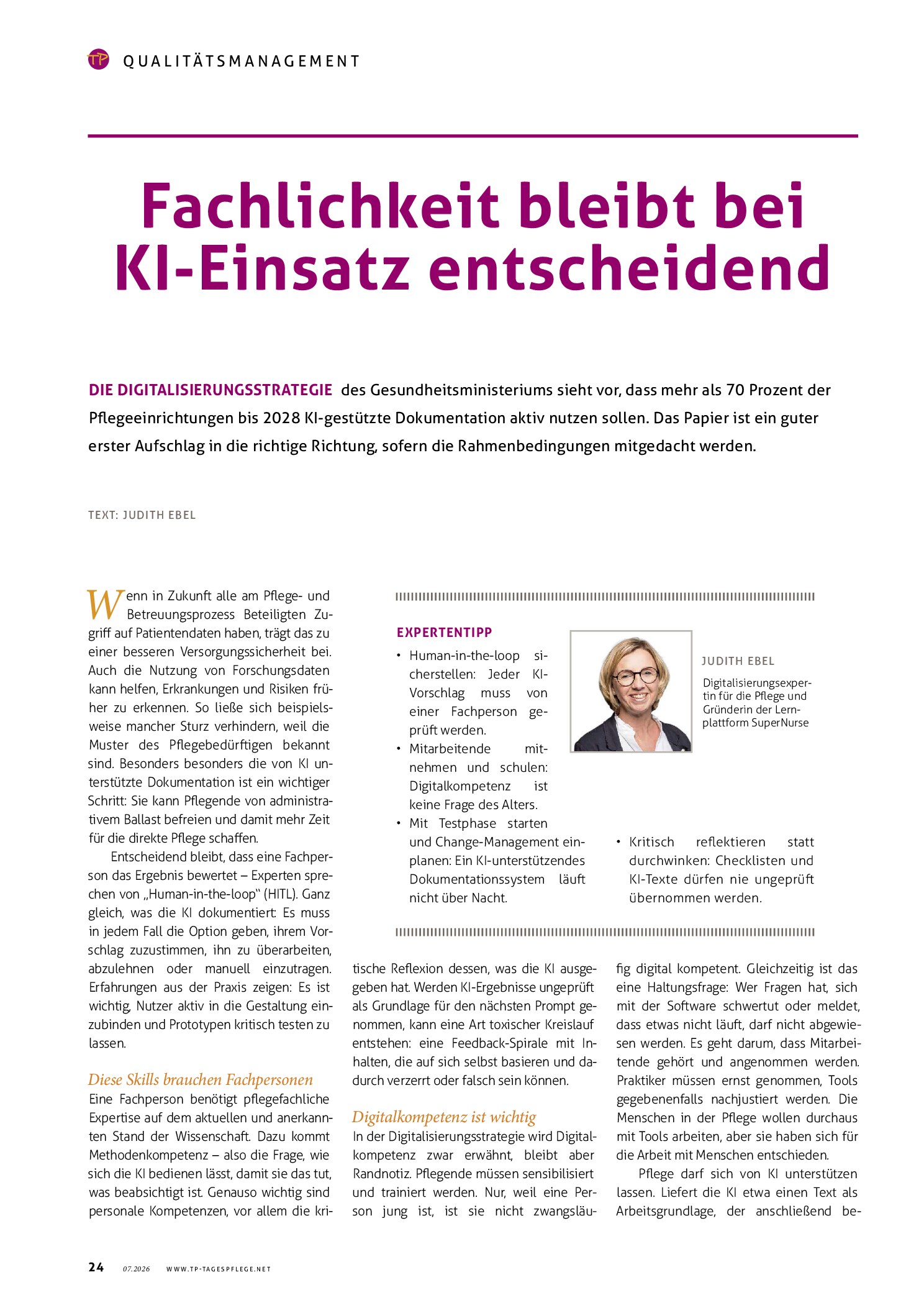 Vorschauseite 1: Fachlichkeit bleibt bei KI-Einsatz entscheidend