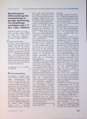 Vorschauseite 1: Berechnung des Differenzbetrags bei unbeabsichtigt zu geringer Abrechnung von Ausbildungs zuschlägen nach § 17 Abs. 1 Satz 1 PlfAFinV