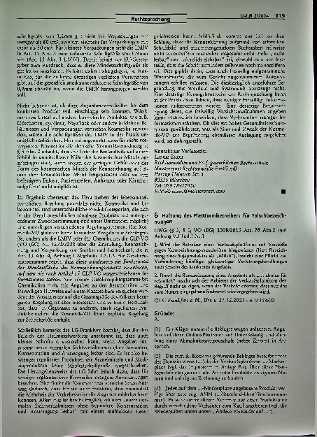 Vorschauseite 3: Rechtsprechung zur Mindestschriftgröße auf der Verpackung von kosmetischen Mitteln