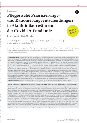 Vorschauseite 1: Pflegerische Priorisierungsund Rationierungsentscheidungen in Akutkliniken während der Covid-19-Pandemie