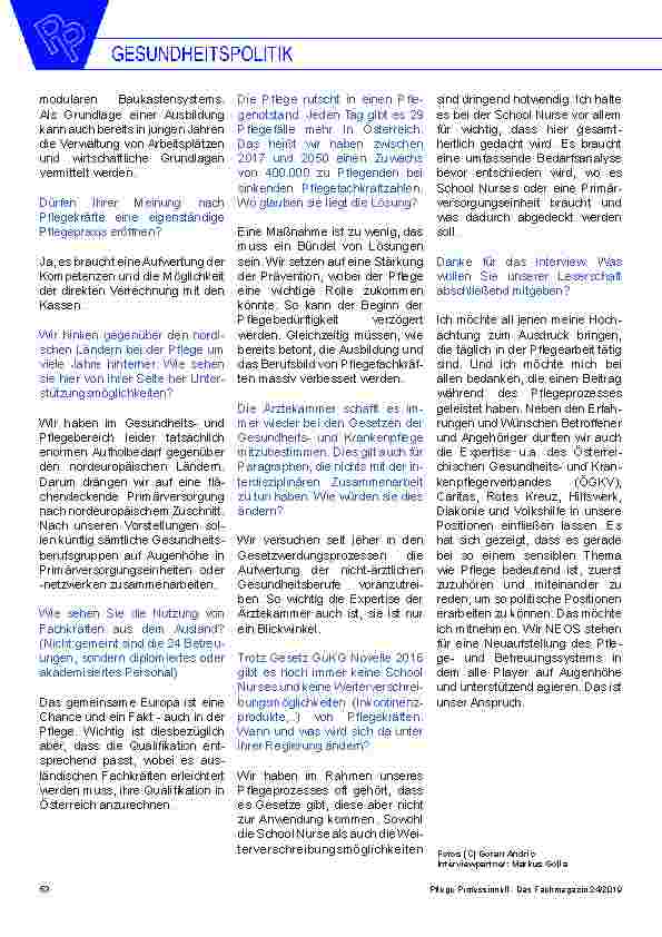 Vorschauseite 3: Im Interview mit Mag. Beate Meinl-Reisinger (NEOS Wird bei Ihnen „Pflege“ ein Thema im Wahlkampf werden?
