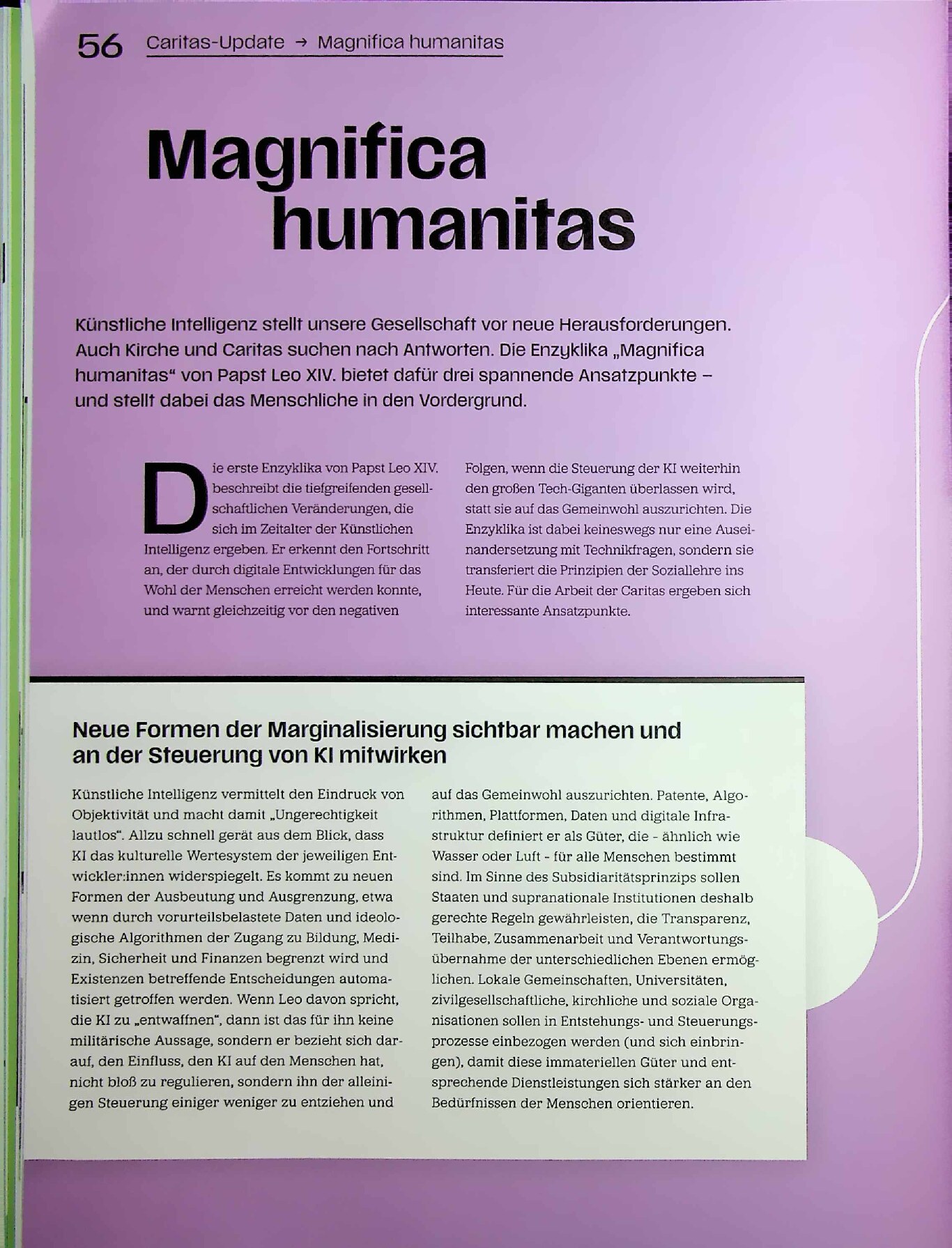 Vorschauseite 1: Caritas-Update – »Magnifica humanitas«