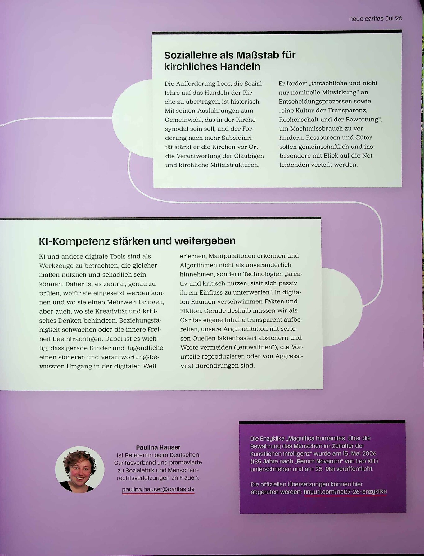 Vorschauseite 2: Caritas-Update – »Magnifica humanitas«
