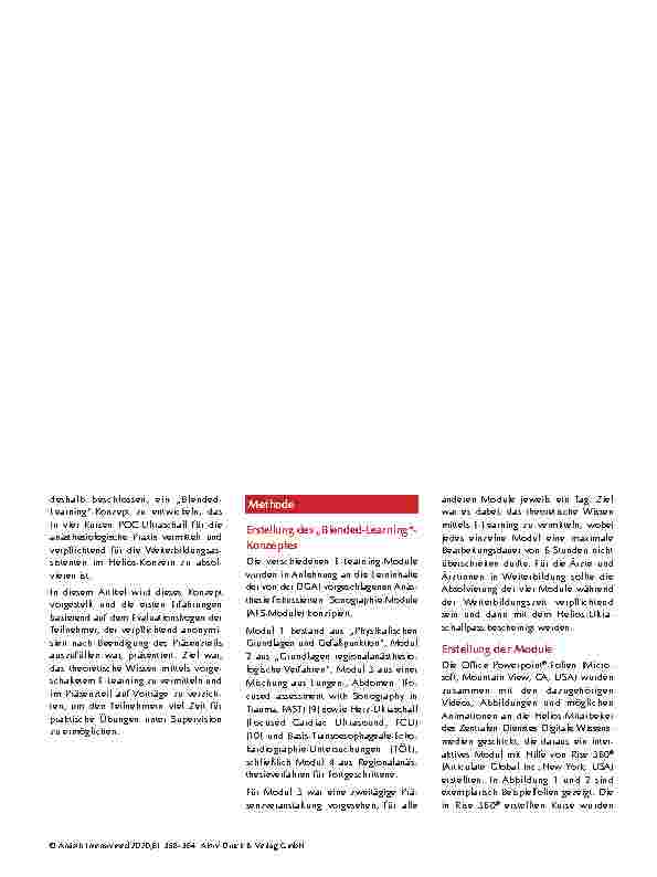 Vorschauseite 2: Entwicklung eines integrierten Blended Learning-Curriculums zum Erlernen von anästhesiologisch fokussierter Sonographie