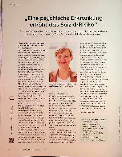 Vorschauseite 1: „Eine psychische Erkrankung erhöht das Suizid-Risiko“