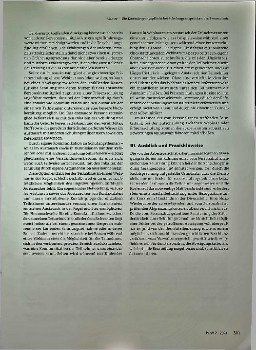 Vorschauseite 6: Die Kostentragungspflicht bei Schulungsansprüchen des Personalrats