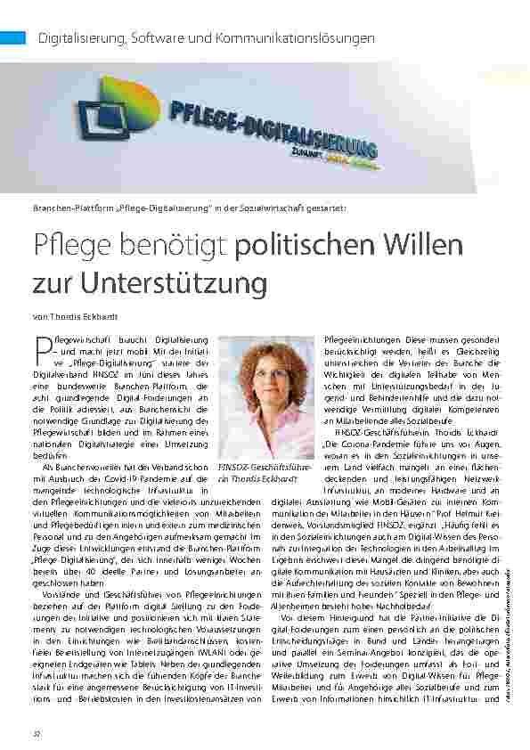 Vorschauseite 1: Pflege benötigt politischen Willen zur Unterstützung.