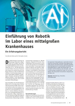 Vorschauseite 1: Einführung von Robotik im Labor eines mittelgroßen Krankenhauses Ein Erfahrungsbericht