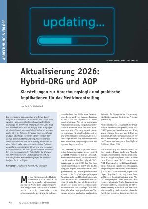 Vorschauseite 1: Aktualisierung 2026: Hybrid-DRG und AOP Klarstellungen zur Abrechnungslogik und praktische Implikationen für das Medizincontrolling