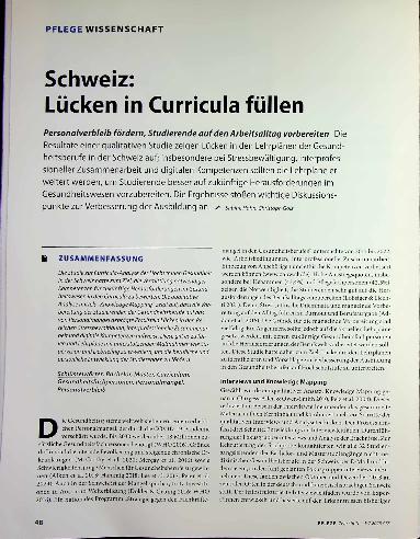 Vorschauseite 1: Schweiz: Lücken in Curricula füllen
