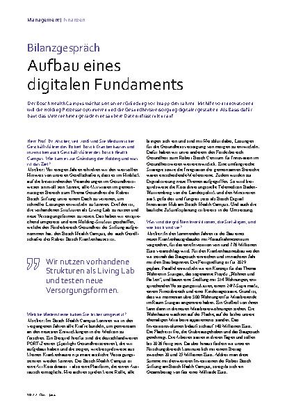 Vorschauseite 1: Bilanzgespräch: Aufbau eines digitalen Fundaments