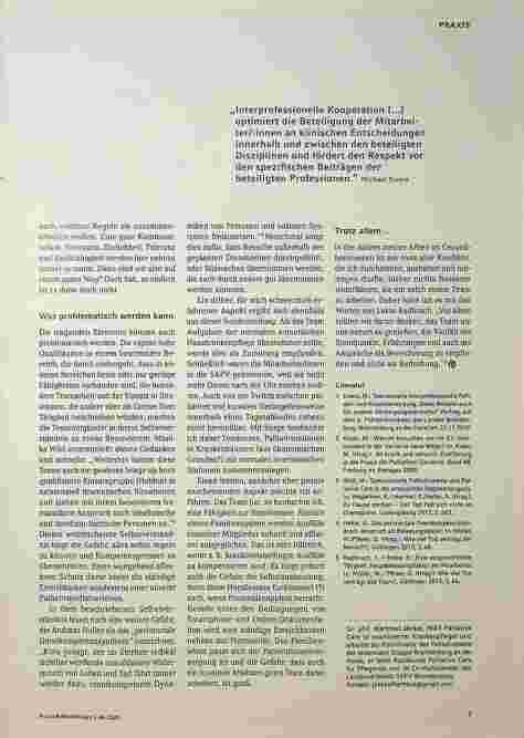Vorschauseite 2: Spezialisierte ambulante Palliativversorgung (SAPV): Vom virtuellen Team zum interprofessionellen Team vor Ort.