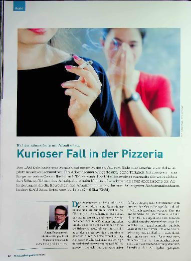 Vorschauseite 1: Nichtraucherschutz am Arbeitsplatz Kurioser Fall in der Pizzeria
