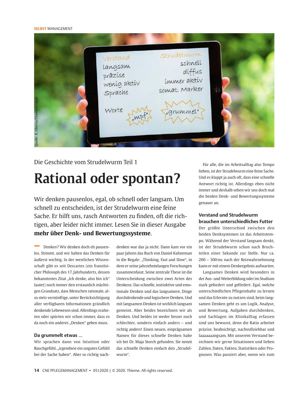 Vorschauseite 1: Rational oder spontan?