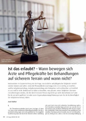 Vorschauseite 1: Ist das erlaubt? - Wann bewegen sich Ärzte und Pflegekräfte bei Behandlungen auf sicherem Terrain und wann nicht?