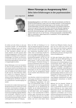 Vorschauseite 1: Wenn Fürsorge zu Ausgrenzung führt Zehn Jahre Erfahrungen in der psychosozialen Arbeit