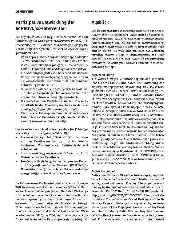 Vorschauseite 3: IMPROVEjob: Reduktion psychischer Belastungen in kleineren Unternehmen