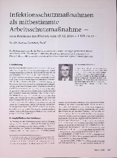 Vorschauseite 1: Infektionsschutzmaßnahmen als mitbestimmte Arbeitsschutzmaßnahme —