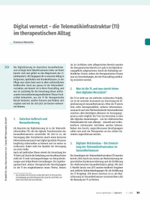 Vorschauseite 1: Digital vernetzt - die Telematikinfrastruktur (TI) im therapeutischen Alltag