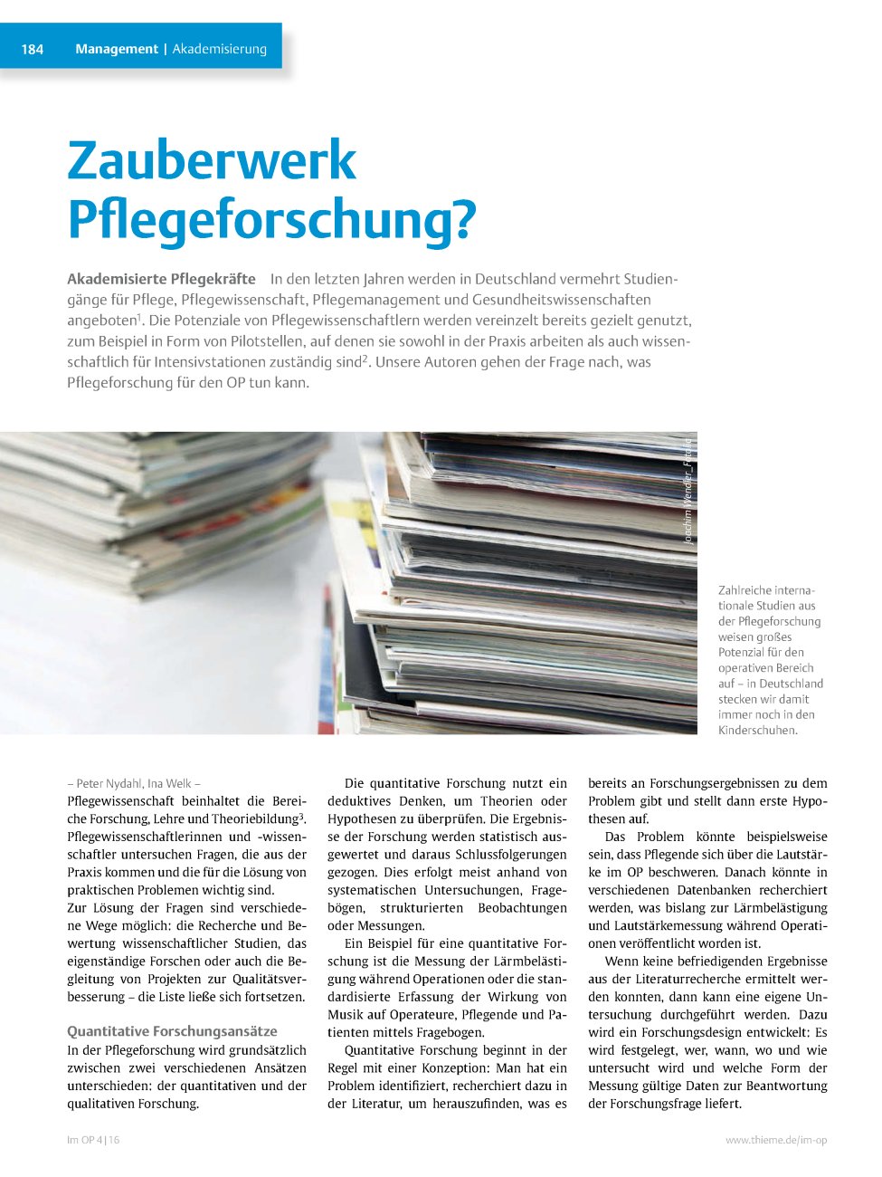 Vorschauseite 1: Zauberwerk Pflegeforschung?