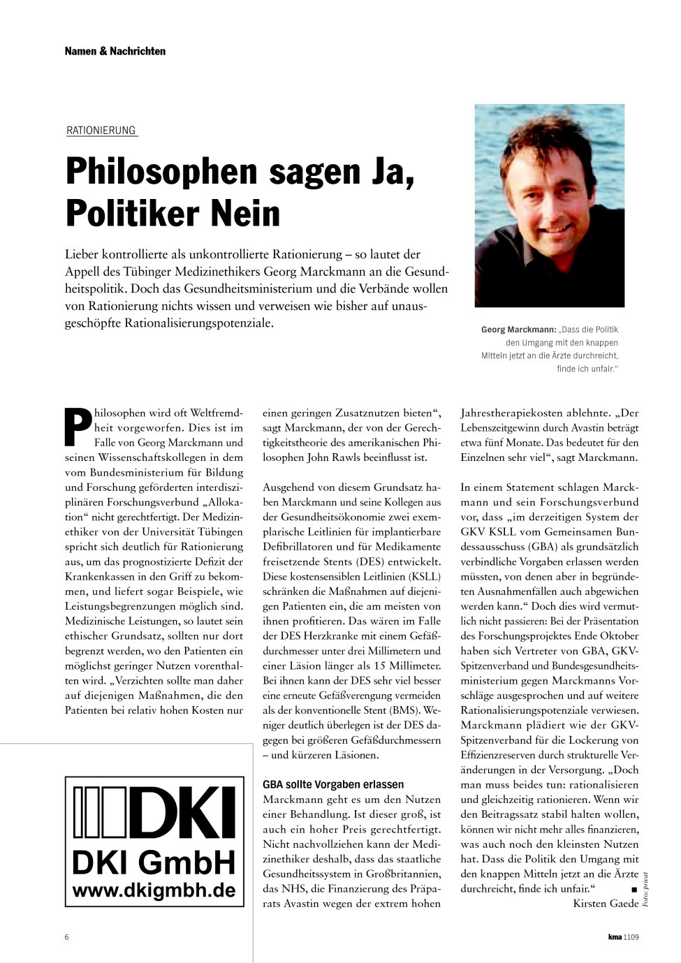Vorschauseite 1: Philosophen sagen Ja, Politiker Nein