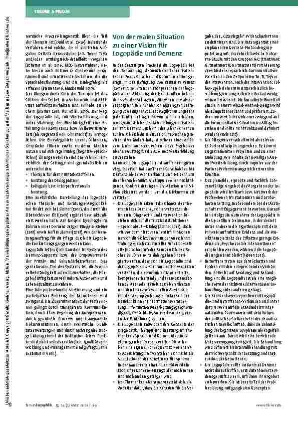 Vorschauseite 3: Logopädie für Demenzbetroffene. Wie kann das fachliche Angebot legitimiert und implementiert werden?