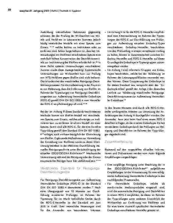 Vorschauseite 3: Aufbereitung thermolabiler Endoskope – Aktuelle Informationen und Diskussionen