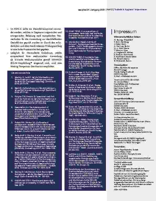 Vorschauseite 4: Aufbereitung thermolabiler Endoskope – Aktuelle Informationen und Diskussionen