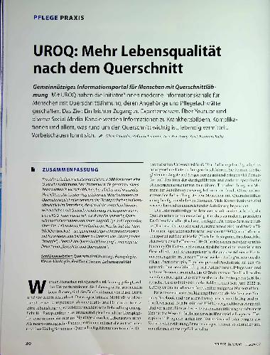 Vorschauseite 1: URoQ: Mehr Lebensqualität nach dem Querschnitt