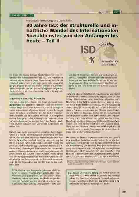 Vorschauseite 1: 90 Jahre ISD: der strukturelle und inhaltliche Wandel des Internationalen Sozialdienstes von den Anfängen bis heute - Teil II