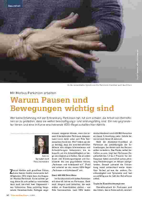 Vorschauseite 1: Mit Morbus Parkinson arbeiten: Warum Pausen und Bewegungen wichtig sind