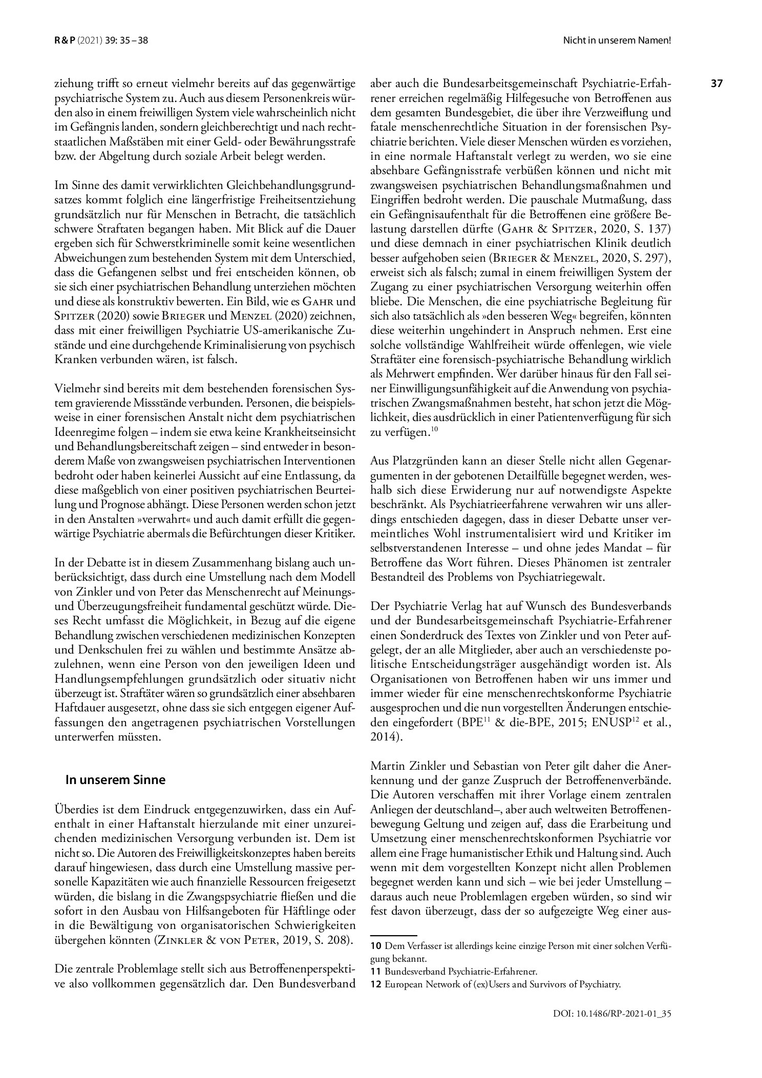 Vorschauseite 3: Nicht in unserem Namen! Zur Kritik am Konzept einer freiwilligen Psychiatrie aus Betroffenenperspektive