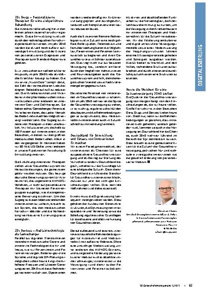 Vorschauseite 2: 3D – Data, Drugs & Devices Innovationen und Spitzenversorgung 2040 ermöglichen