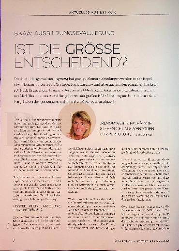 Vorschauseite 1: BKAÄ; Ausbildungsevaluierung ist die Grösse entscheidend?