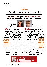 Vorschauseite 1: Pro und Contra: Tschüss, schöne alte Welt?