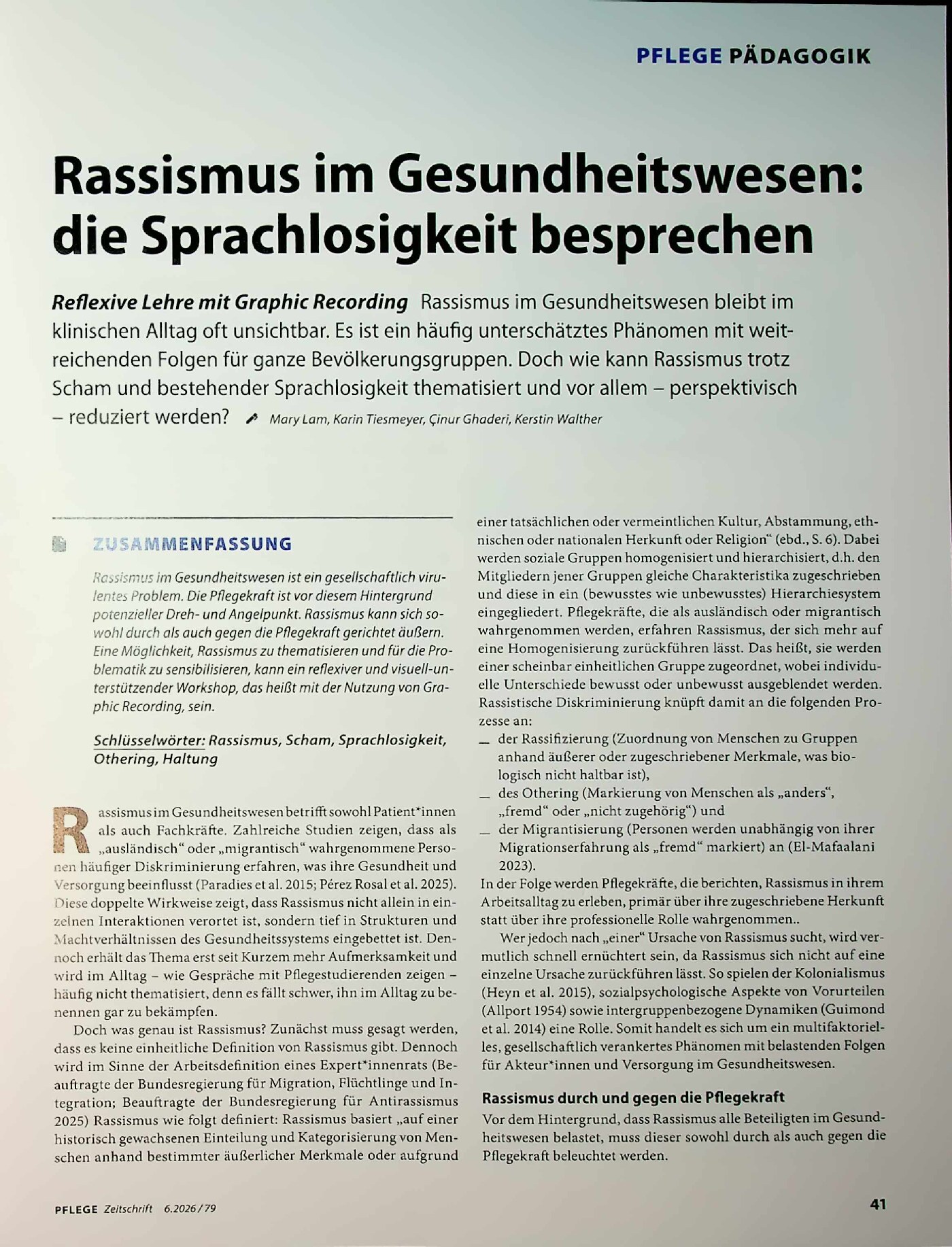 Vorschauseite 1: Rassismus im Gesundheitswesen: Die Sprachlosigkeit besprechen