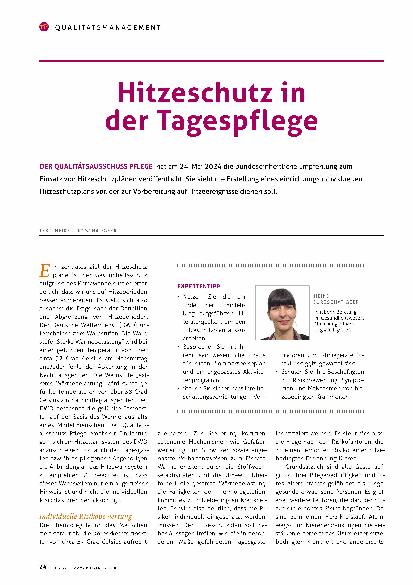 Vorschauseite 1: Hitzeschutz in der Tagespflege