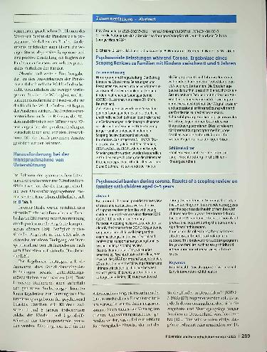Vorschauseite 3: Psychosoziale Belastungen während Corona Ergebnisse eines Scoping Reviews zu Familien mit Kindern zwischen 0 und 5 Jahren