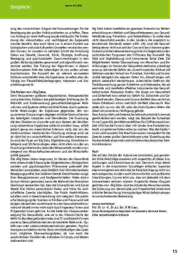 Vorschauseite 2: Big Data, Gesundheit und die Ethik in Zeiten der Pandemie